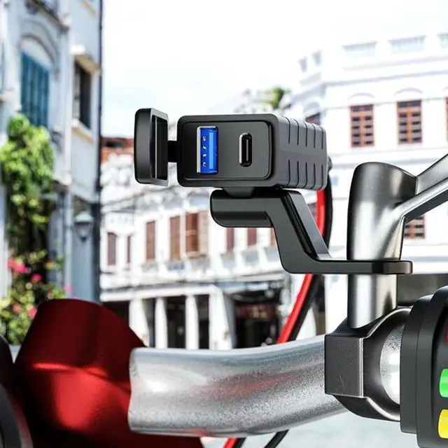 Alt view image 2 of 5 - 12V 24V Motorcycle QC3.0 PD Type C Charger SAE to USB Adapter with Voltmeter & ON/Off Switch for Smart Phone Tablet G