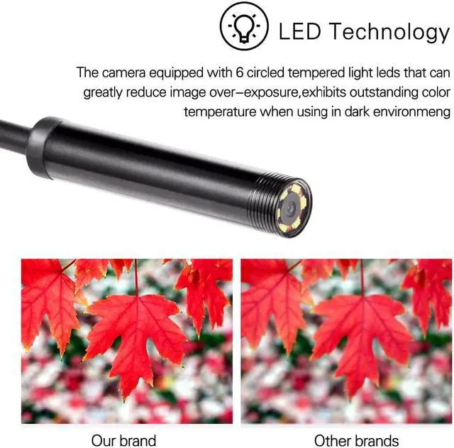 Alt view image 3 of 5 - 1/2/5M 5.5mm 6 LED USB Endoscope Snake Inspection Camera IP67 Waterproof For Phone PC Android Borescope Camera With 6pcs led