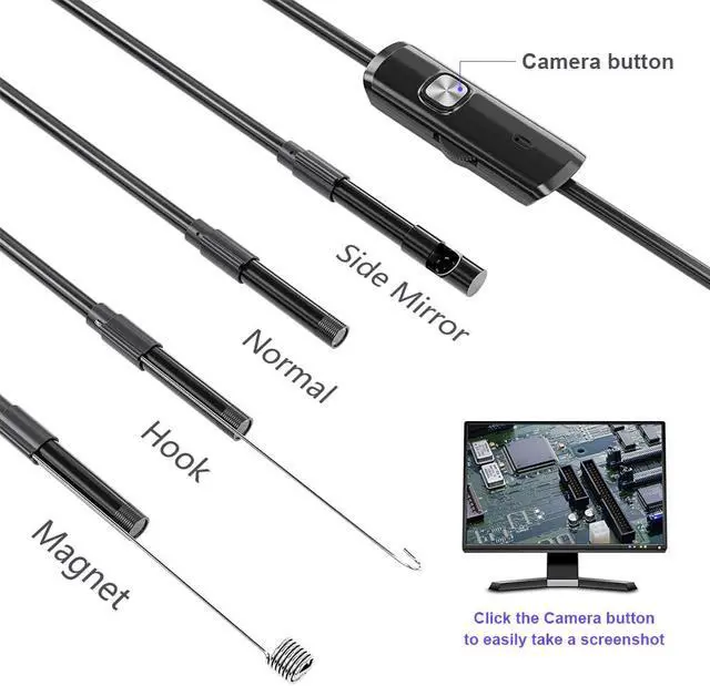 Alt view image 3 of 5 - 1M 2M 5M Endoscope Camera 5.5mm 7mm IP67 Waterproof 6 LED Borescope Car Inspection Camera For Android Loptop