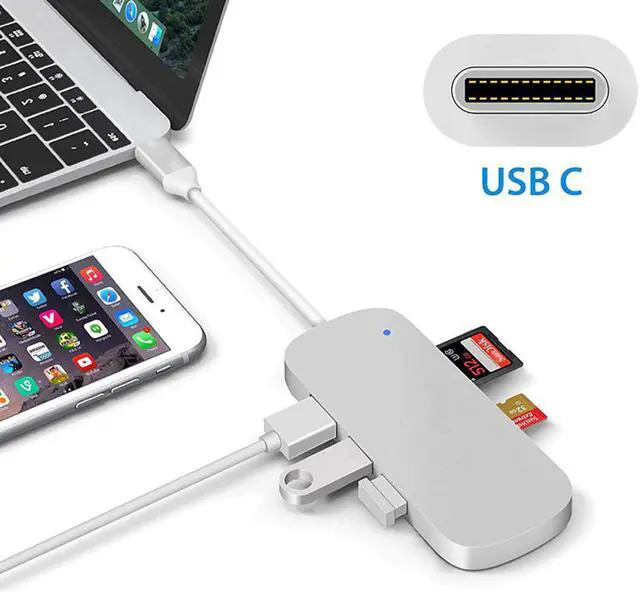 Alt view image 4 of 5 - 2019 new fashion Type C USB-C Hub Adapter 3 USB 3.0 Port Card Reader For MacBook Pro data transfer of speeds up to 5Gb/s 64#