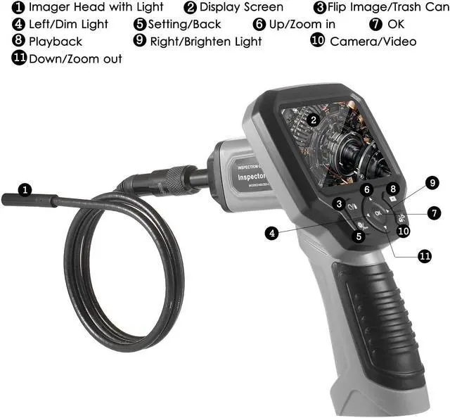 Alt view image 3 of 5 - LCD Industrial Endoscope Borescope Videoscope with 3.5-inch Screen 4 LED Lights Inspection Camera  Display