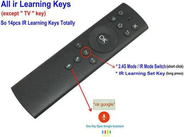 Alt view image 2 of 5 - T1M Gyroscope Air Mouse 14 IR Learning Mic for Google Voice Search for Android Smart TV Box PK G10 G20 s Remote Control