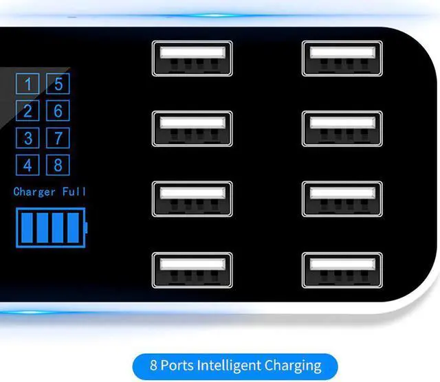 Alt view image 2 of 5 - 8 Multi-Port Charging Station USB Adapter Car Charger Smart Display Station 40W For iPhone Samsung Xiaomi Huawei 12V-24V