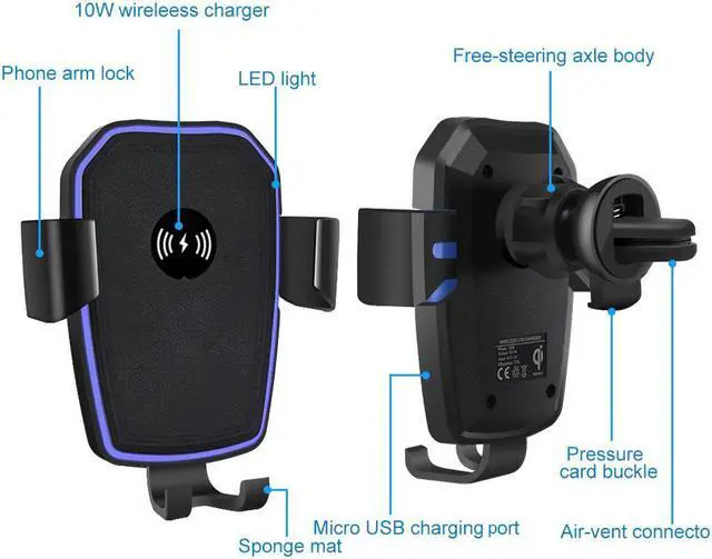 Alt view image 5 of 5 - Note 20 Car Mount Qi Wireless Charger For Samsung Galaxy Note20 Ultra Quick Charge 10W Fast Car Phone Holder Stand