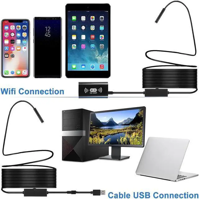 Alt view image 5 of 5 - 8mm 5M Endoscope Camera Borescope HD1200P USB Inspection Camera Waterproof IP68 Flexible Mini Endoscope Camera for Android PC