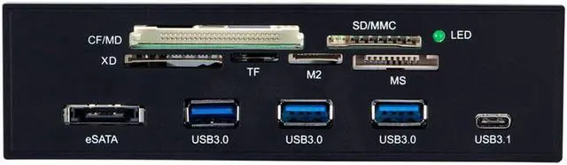 Alt view image 4 of 5 - STW 5.25 inch PC Computer Front panel All-in-1 Multifunction card reader 3ports USB3.0 USB 3.1, Support M2, MSO, SD, MS