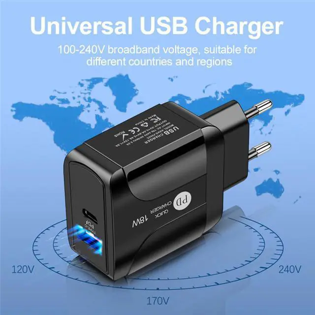 Alt view image 5 of 5 - USB Charger Quick Charge QC 3.0 PD Charger 18W QC3.0 USB Type C Fast Charging For IPhone 11Pro 8 X Google Charger Adapter