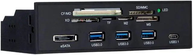 Main image of STW 5.25 inch PC Computer Front panel All-in-1 Multifunction card reader 3ports USB3.0 USB 3.1, Support M2, MSO, SD, MS