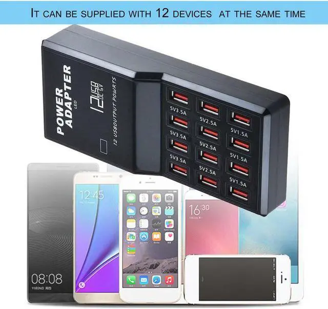 Alt view image 2 of 5 - 12 Port Multiple USB Charger 5V 12A Output Max 0.3A Input Charging HUB Desktop Adapter Fast Charger for Phone Tablet PC 858