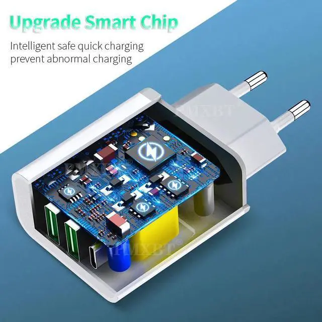 Alt view image 5 of 5 - 3 Ports USB PD Charger 36W Quick Charge 4.0 3.0 Fast Charger Mobile Phone Fast Charging Travel Wall Device EU US UK Plug Adapter