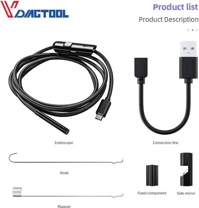 Alt view image 3 of 5 - Endoscope Camera 5.5mm 7mm 8mm IP67 Waterproof 6 LED Borescope Car Inspection Camera For Android Loptop