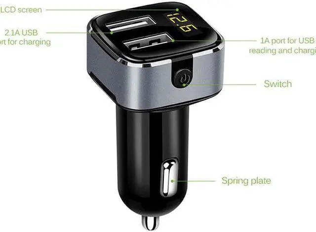 Alt view image 3 of 5 - Dual USB 5V 3.1A Car Charger USB Charger LED Display with Power Switch Voltmeter Current Detect For Samsung Galaxy