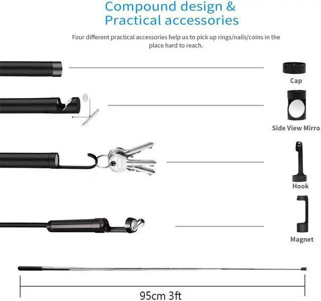 Alt view image 4 of 5 - 1080P Endoscope Camera WiFi Borescope Inspection Autofocus 2.0 MP HD  Camera Endoscope 5.5mm Camera 6 LED HD IP68 Water