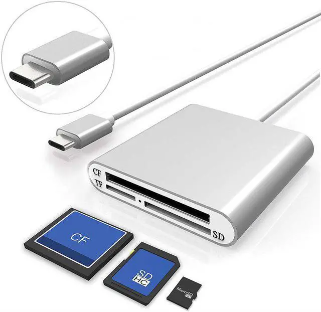 Main image of 3-in-1 Type C USB 3.0 Memory Card Reader Writer Compact Flash Card Adapter For CF/SD/TF Micro SD/ Micro SDHC/MD/MMC/SDHC/SDXC