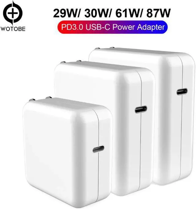 Main image of USB-C Power Adapter 18W 30W 61W 87W QC3.0 USB PD3.0 Wall Charger For MacBook Pro/Air iphone 11/11pro/X/8 iPad Pro S8/S9/S10,etc