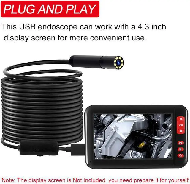 Main image of 2/5/10m 1920*1080 HD Industrial Endoscope Borescope Inspection Camera Built-in 8pcs LEDs 8mm Lens IP67 Waterproof USB Endoscope