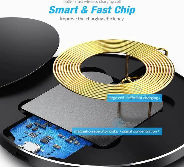 Alt view image 3 of 5 - Qi Wireless Charger For iPhone 11 Pro 8 X XR XS Max QC 3.0 10W Fast Wireless Charging for  S10 S9 S8 USB Charger Pad