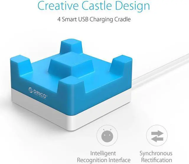 Alt view image 2 of 5 - USB Charger 4 Port Desktop Charger With Phone / Tablet Mount Charge for Mobile Phone