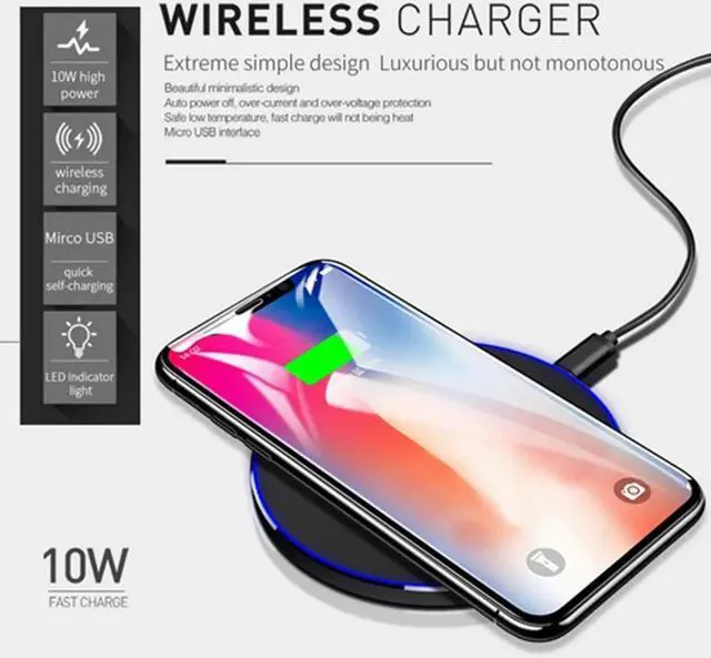 Alt view image 2 of 5 - Metal Wireless Charger for iPhone 11 Xs Max X 8 Plus 10W/7.5W/5W QC3.0 USB Phone Fast Charger Pad for