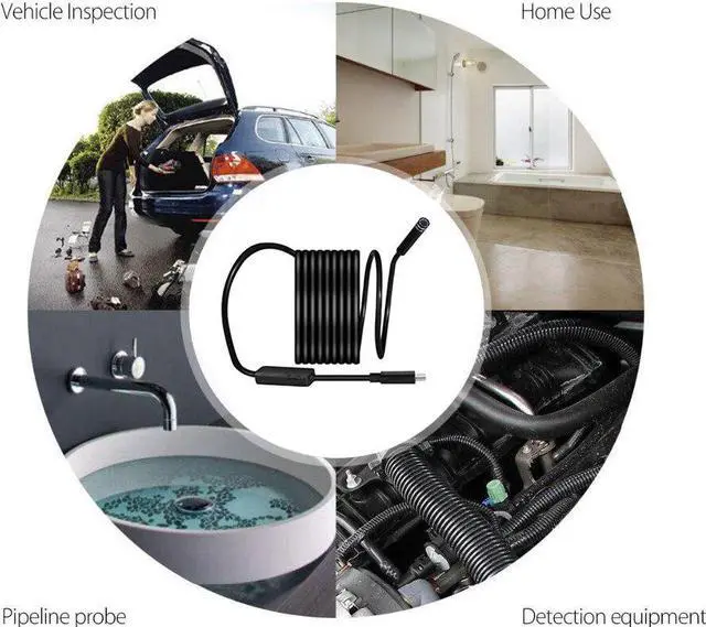 Alt view image 5 of 5 - 8mm Lens 6 LED Android USB Endoscope 1M 2M 5M 10M soft Cable Snake Car Repair Pipe Inspection Android USB Borescope Camera