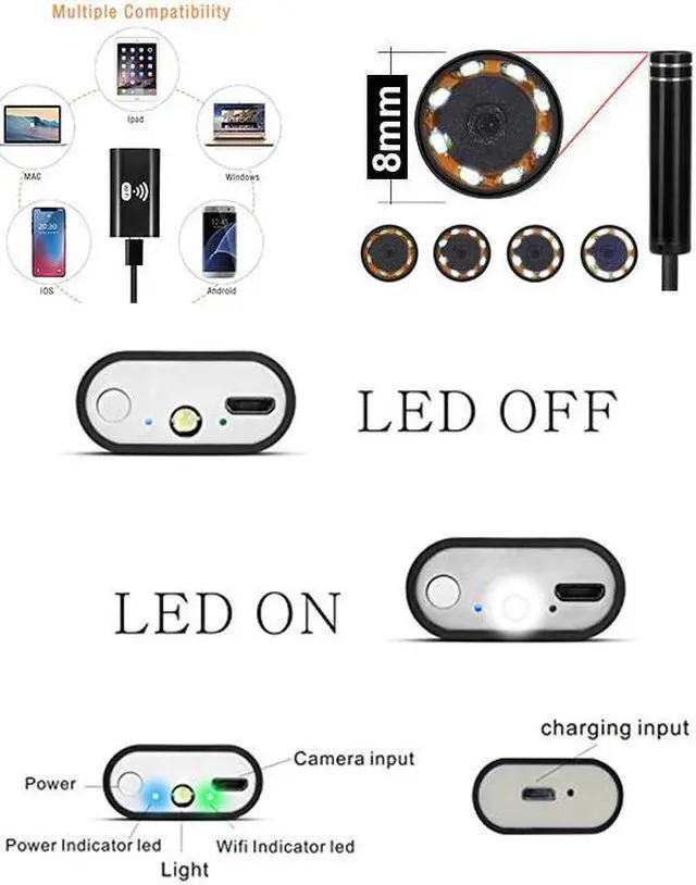 Alt view image 3 of 5 - Wifi Endoscope Camera 720P Hard/Softwire Borescope for iphone Android 1/2/3.5/5/7/10M Waterproof Inspecte Camera 5