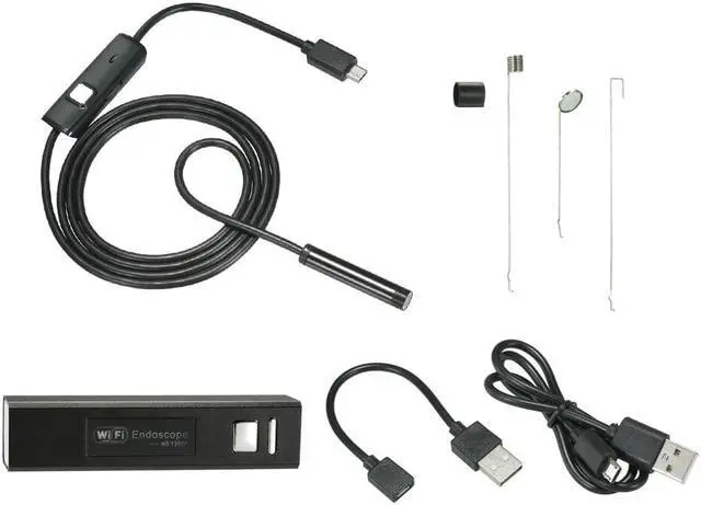 Alt view image 4 of 5 - 1200P WIFI Endoscope Camera Mini Waterproof Soft Cable 2.0 Megapixels Inspection Camera 8mm 2M USB Endoscope Borescope Camera