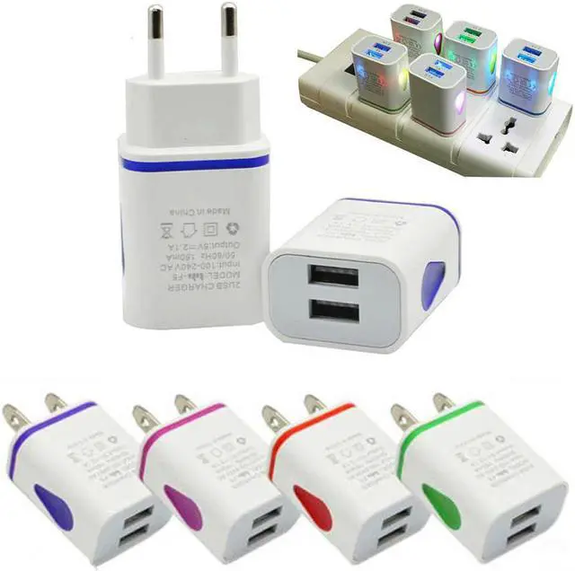 Main image of 2.1A LED Dual USB Phone Charger Adapter EU US Plug Fast Charging Wall Travel AC Charger Adapter For iPhone 7/7Plus