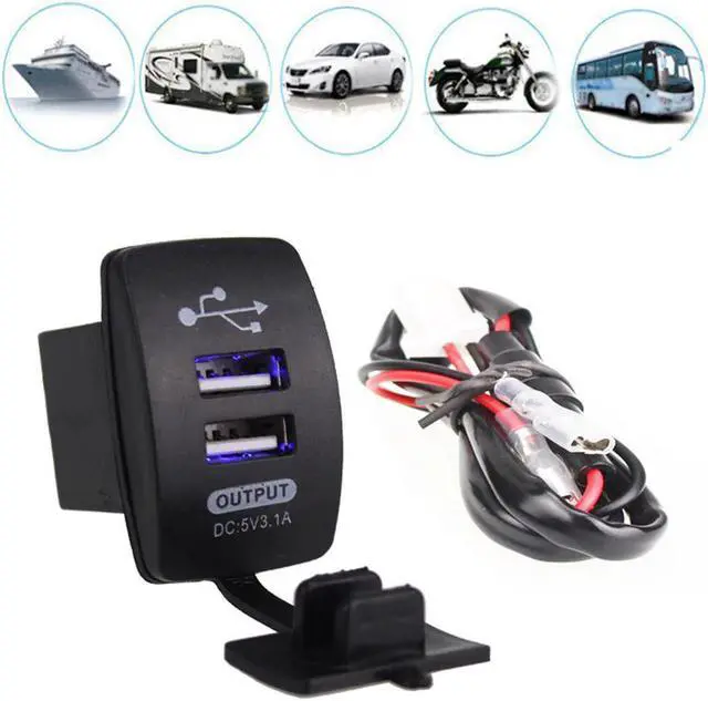 Alt view image 2 of 5 - Car Charger Waterproof Dual Port Auto Adapter Outlet DC 12V 24V Mobile Phone Charger For Iphone for
