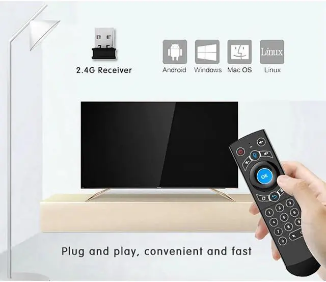 Alt view image 2 of 5 - PRO 2.4G Smart Voice Remote Control Backlit Gyro IR Learning Wireless Air Mouse for X96 Mini H96 MAX Android TV Box vs G20