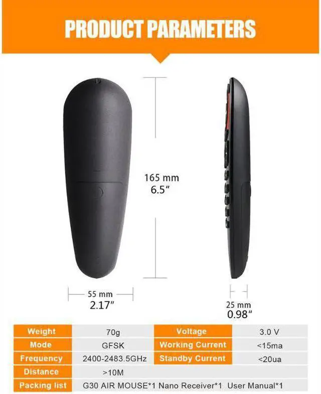 Alt view image 2 of 5 - Remote Control 2.4G Wireless Voice Air Mouse 33 keys IR learning Gyro Sensing Smart remote for Game androi tv box