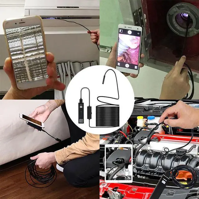 Alt view image 2 of 5 - 5M 8mm Endoscope Camera Borescope Flexible USB Inspection Camera HD1200P IP68 Waterproof Endoscope Camera for Android PC Phone