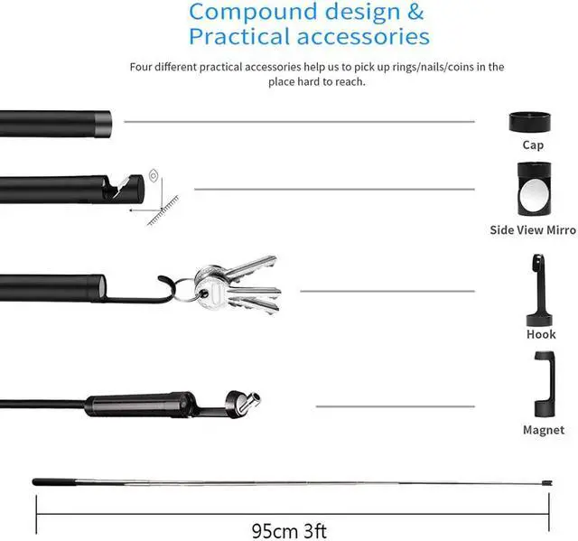 Alt view image 4 of 5 - Wifi Endoscope Camera 5.5mm 1080P HD Semi-Rigid Snake Camera USB Endoscope Borescope Endoscope for Iphone Tablet
