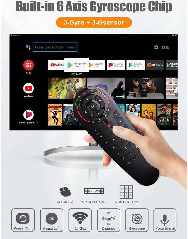 Alt view image 5 of 5 - G30S Voice Air Mouse universal Remote control 33 keys IR learning Gyro Sensing Wireless Smart remote for android tv box X96 mini
