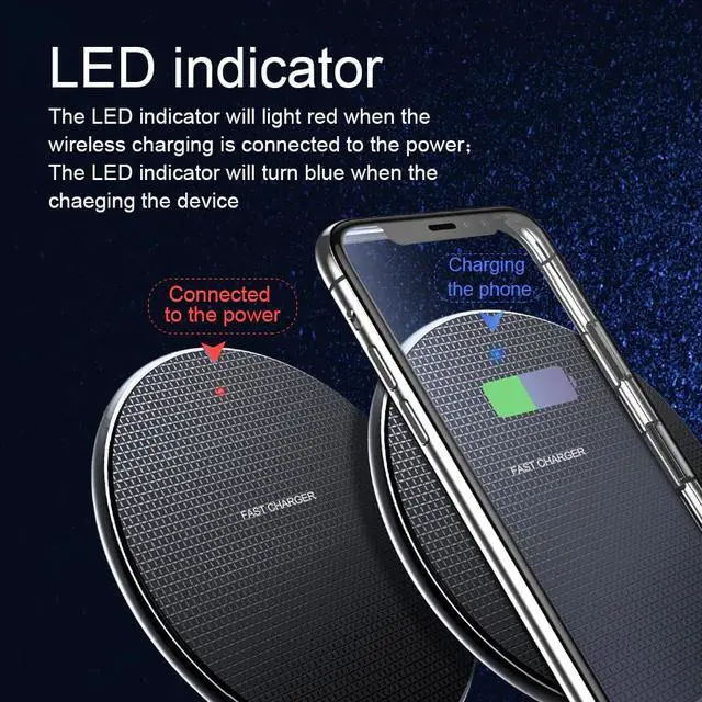Alt view image 4 of 5 - 10W Qi Wireless Charger For  Galaxy S10 S9/S9+ S8 Note 9 5V 2A USB Fast Charging Pad for iPhone 11 Pro XS Max XR X 8 Plus