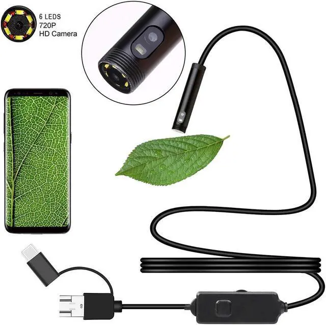 Alt view image 3 of 5 - 1m/2m/3m/5m 3 IN 1 USB Dual Endoscope Camera HD Hard Cable Inspection Camera 8mm 6 LED Borescope for Android PC Endoscope