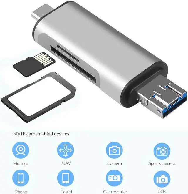 Main image of Portable 3 In 1 OTG Type C Card Reader USB 3.0 USB A Micro USB Combo To 2 Slot TF SD Card For Smartphone PC Fast Transfer
