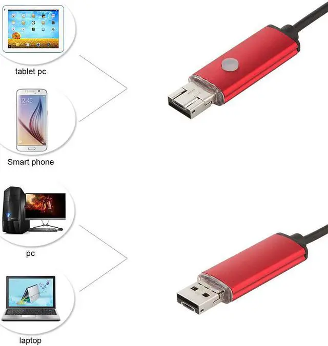 Alt view image 4 of 5 - 10m Borescope USB Camera Endoscope 7mm 2 in 1 OTG Micro USB Endoscopic Inspection Camera with 6 LED for Android/Win7/8/10