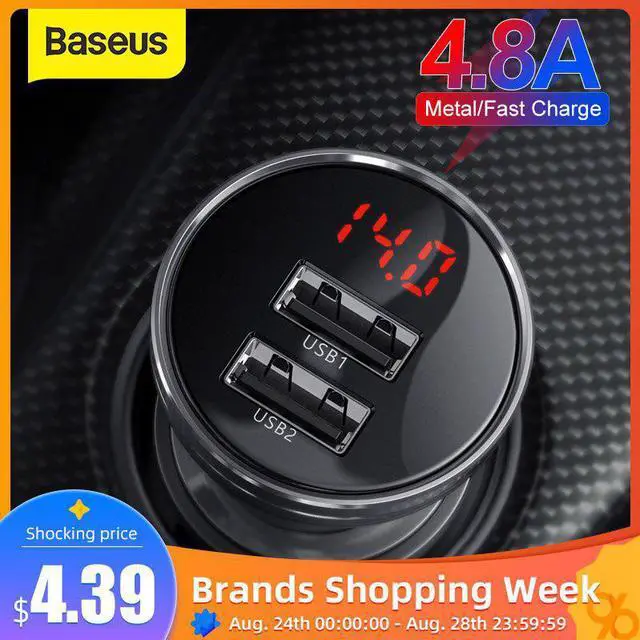 Main image of Mini Car Charger Dual USB 4.8A Quick Auto Charge Adapter For iPhone11 X Metal Charger For Samsung Small Car Phone Charger