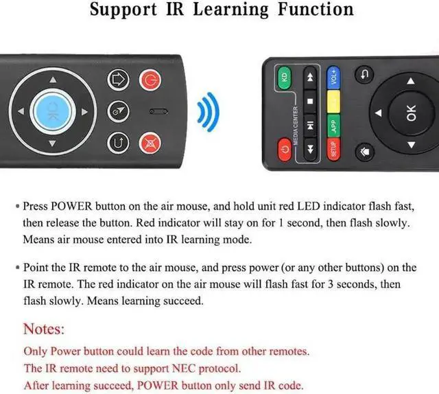 Alt view image 5 of 5 - T1 and 2.4G Wireless 17 Keys Voice Remote Control Air Mouse Gyro Mic IR Learning for Tablet PC HTPC IPTV