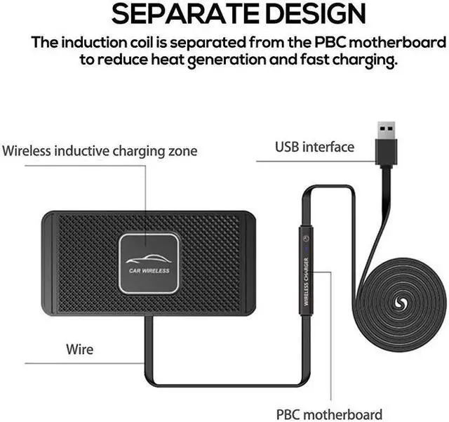 Alt view image 4 of 5 - Universal Wireless Car Charger for iphone X 8 11 pro  Charging Dock Pad  S9 S20  Fast Charger Dashboard Holder Stand