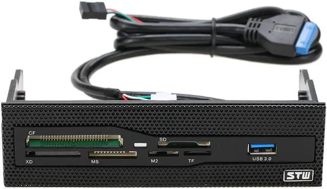 Alt view image 5 of 5 - 5.25 front panel USB 3.0 Internal Card Reader Media Dashboard PC Front Panel All In 1 Card Readers Support CF XD MS M2 TF SD