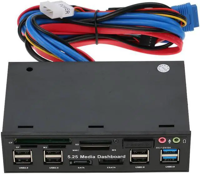 Alt view image 5 of 5 - USB 3.0 Hub eSATA SATA Port Internal Card Reader PC Dashboard Media Front Panel Audio for SD MS CF TF M2 MMC