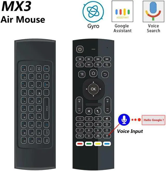 Main image of -L Backlit Air Mouse T3 Smart Voice Remote Control 2.4G RF Wireless Keyboard For X96 mini KM9  H96 MAX Android TV Box