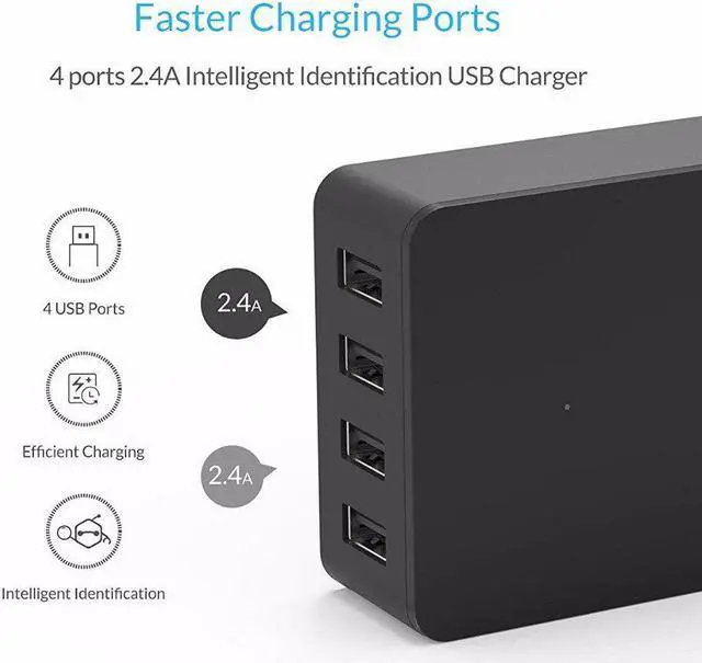 Alt view image 2 of 5 - 4 Port USB Charger Adapter 5V 2.4A  15W Quick Charging for iPhone