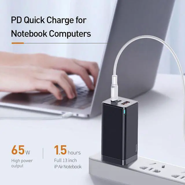 Alt view image 2 of 5 - GaN Charger 65W Quick Charge 4.0 PD Fast Charge AFC FCP Travel Charger For Macbook Pro For iPhone 11 X XS  Mate20
