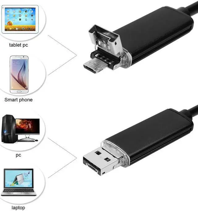 Alt view image 2 of 5 - 5.5mm Lens 2 IN1 USB Android Endoscope Camera 2m 5M 10M Snake Tube Pipe Inspection for Underwater Viewing Car Repair Endoscopio