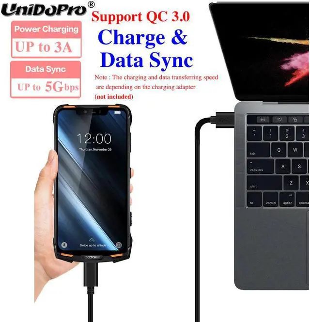 Alt view image 5 of 5 - 10mm Long USB-C Type C Extended Tip Fast Charger Cable for Ulefone Armor 9 7E 7 6S 6E 6 5 3WT 3W 3T 3 2S Power 6 5S 3S