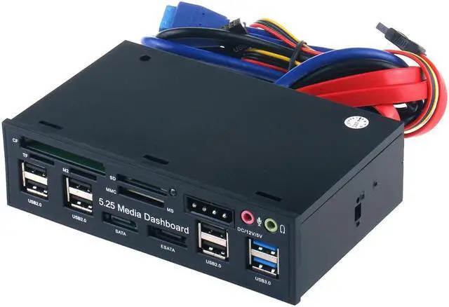 Alt view image 4 of 5 - USB 3.0 Hub ESATA SATA Port Internal Card Reader PC Media Front Panel Audio For SD MS CF TF M2 MMC Memory Cards