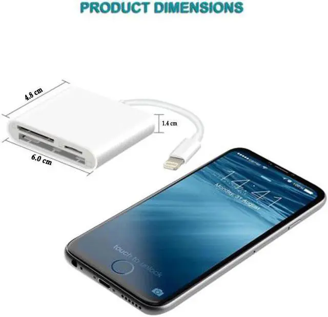 Alt view image 3 of 5 - TF CF Card Reader Digital Camera Kit Compatible OTG Data Cable Needn't APP For Apple iPhone iPad Mini / Pro Air iOS Lightning