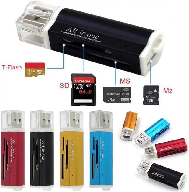 Alt view image 3 of 5 - shipping 4 in 1 Micro USB 2.0 Memory Card Reader usb Adapter for Micro SD card TF M2 MMC MS PRO DUO Card Reader